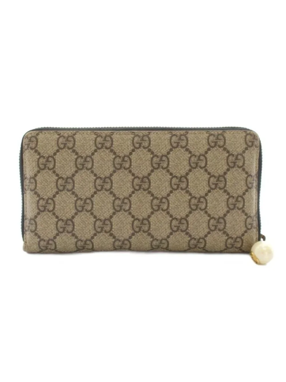 ★SOLD★ Gucci Wallet Zip Around Coin Purse GG Pattern Supreme Leather Pearl Beige - Picture 3 of 9